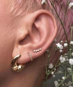 Astridandmiyu Curved Crystal Barbell In Gold Earrings