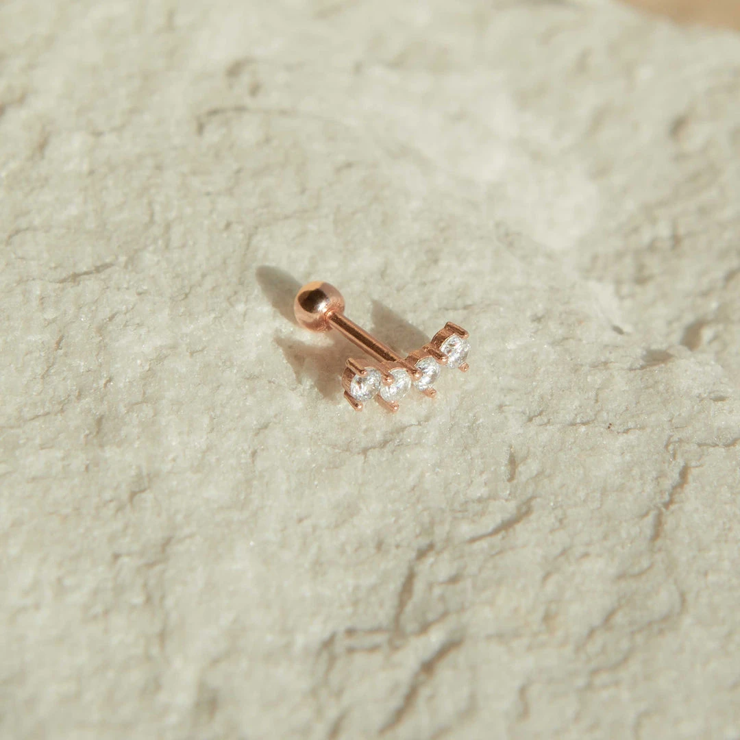 Astridandmiyu Curved Crystal Barbell In Rose Gold 6 Astridandmiyu Curved Crystal Barbell In Rose Gold