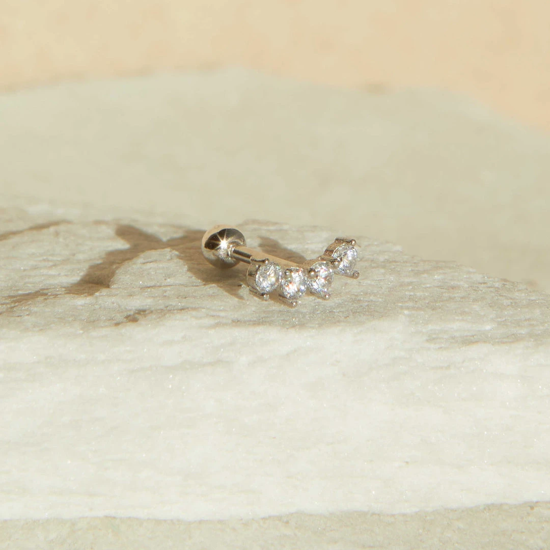 Astridandmiyu Curved Crystal Barbell In Silver 6 Astridandmiyu Curved Crystal Barbell In Silver