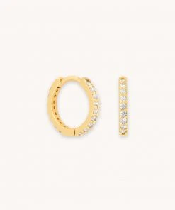 Astrid & Miyu Dia Base Hoops In Gold Earrings