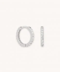 Astrid & Miyu Dia Base Hoops In Silver