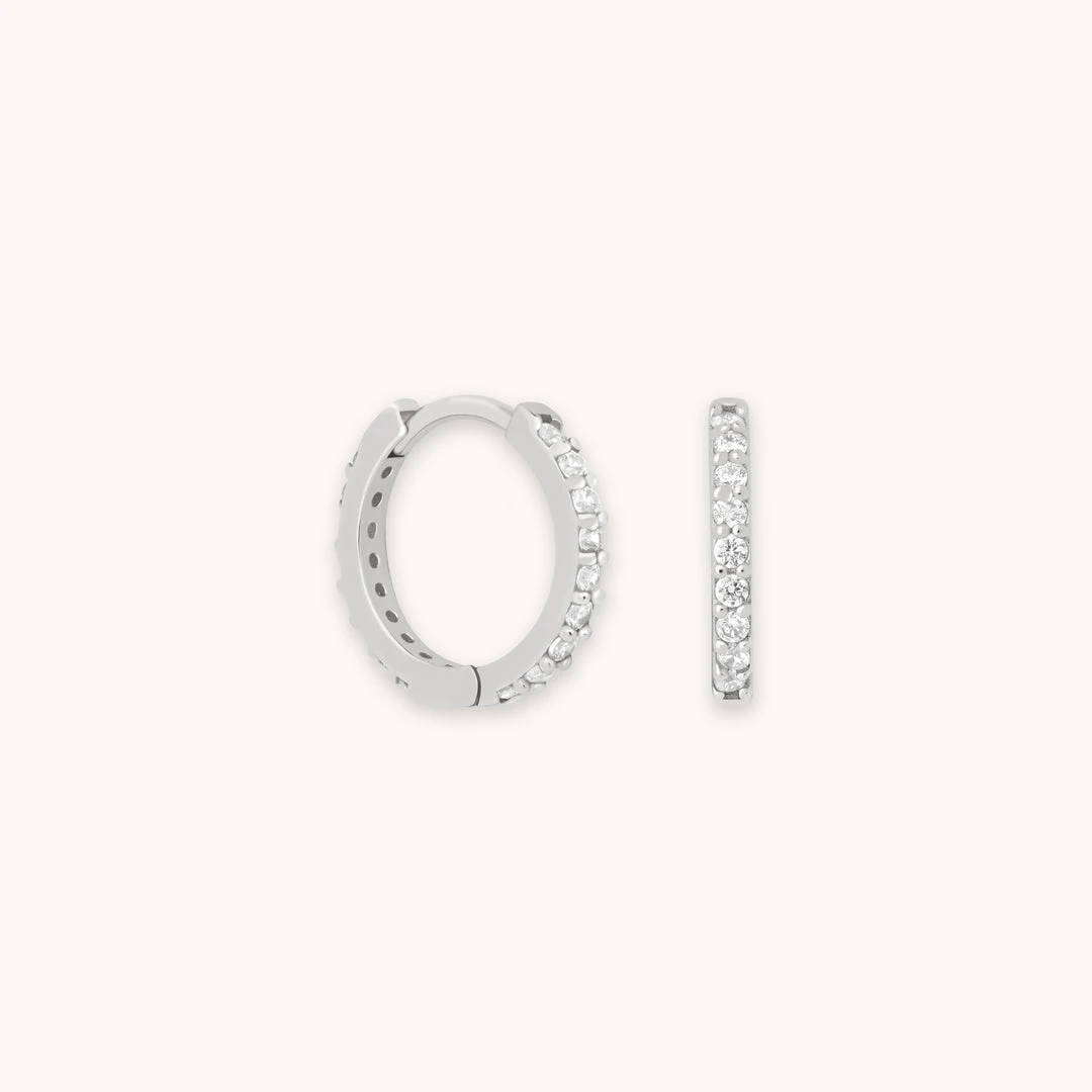 Astrid & Miyu Dia Base Hoops In Silver 3 Astrid & Miyu Dia Base Hoops In Silver