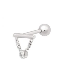 Astridandmiyu Diamond Chain Barbell In Silver Sale