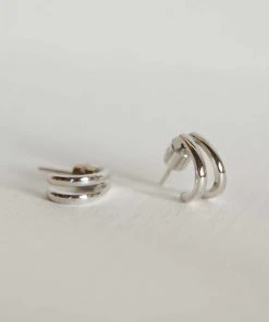 Astrid & Miyu Double Bar Stud Earrings In Silver