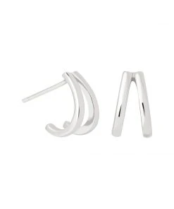 Astrid & Miyu Double Bar Stud Earrings In Silver