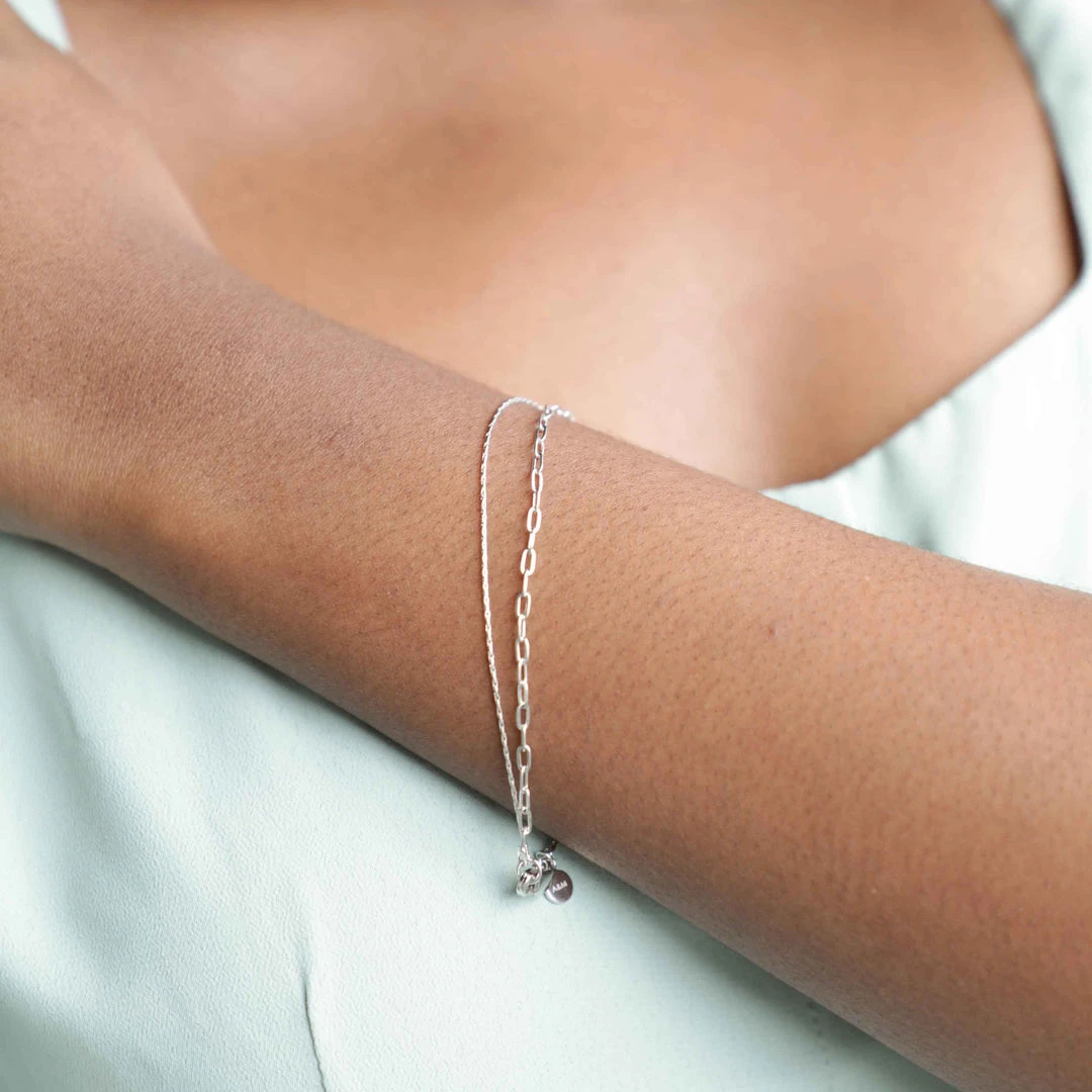Astridandmiyu Double Chain Bracelet In Silver Bracelets 5 Astridandmiyu Double Chain Bracelet In Silver Bracelets