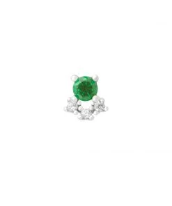 Astridandmiyu Emerald & Crystal Barbell In Silver Sale