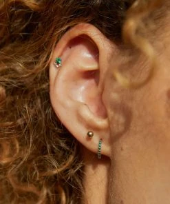 Astridandmiyu Emerald & Crystal Barbell In Gold