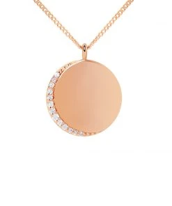 Astridandmiyu Necklaces Crystal Crescent Pendant Necklace In Rose Gold