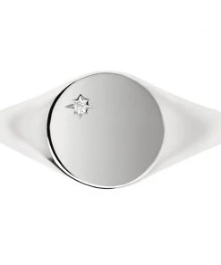 Astridandmiyu Crystal Set Signet Ring In Silver