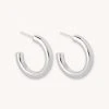Astrid & Miyu Essential Medium Hoops In Silver Sale