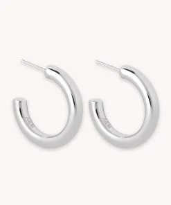 Astrid & Miyu Essential Medium Hoops In Silver Sale