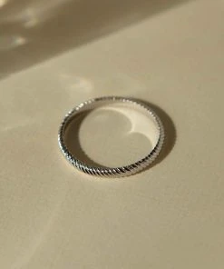 Astridandmiyu Sale Etched Band Ring In Silver