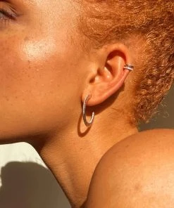 Astridandmiyu Mini Illusion Crystal Ear Cuff In Silver