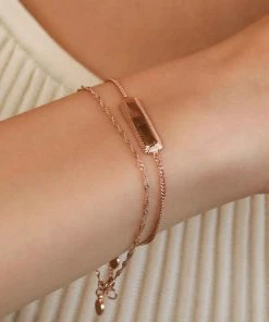 Astridandmiyu Etched ID Bracelet In Rose Gold