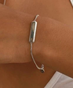 Astridandmiyu Etched ID Bracelet In Silver