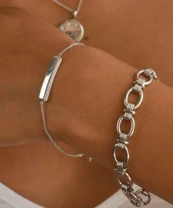 Astridandmiyu Etched ID Bracelet In Silver