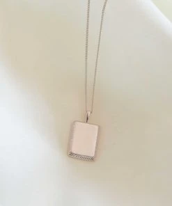 Astridandmiyu Etched ID Necklace In Silver