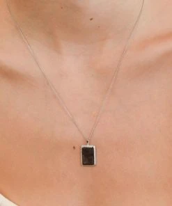 Astridandmiyu Etched ID Necklace In Silver