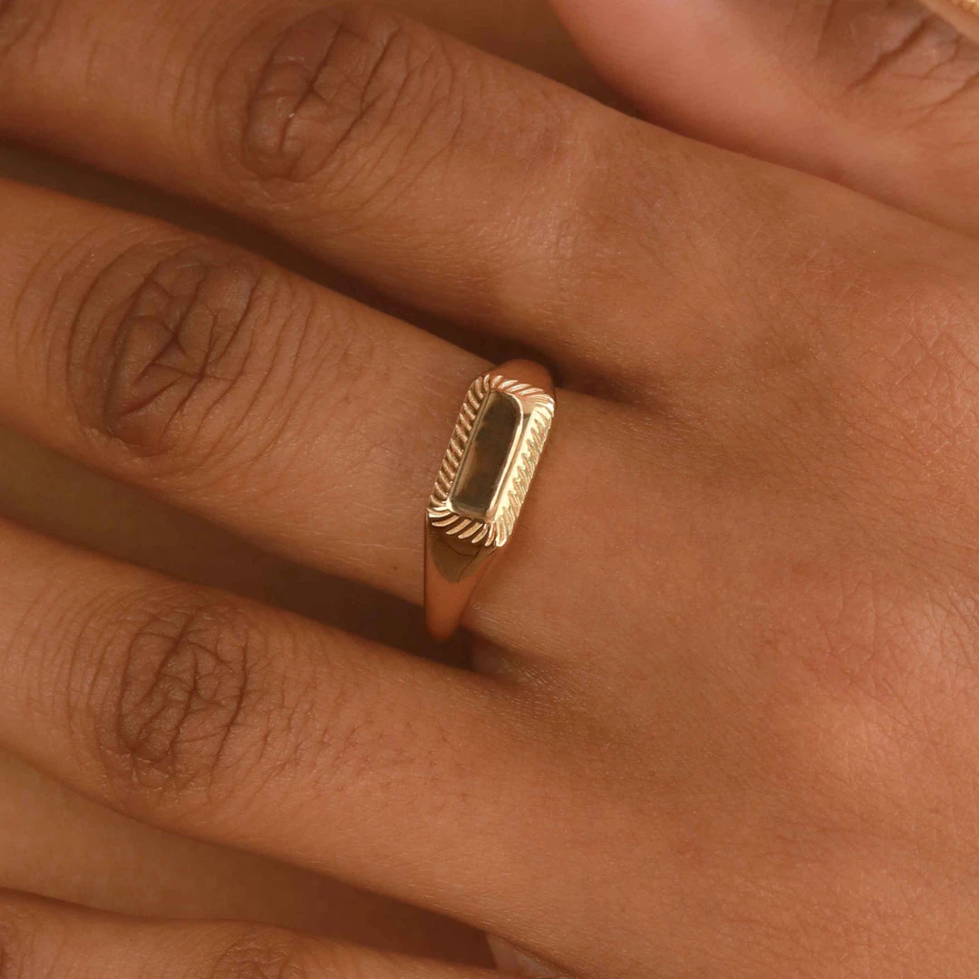 Astridandmiyu Etched Signet Ring In Gold 6 Astridandmiyu Etched Signet Ring In Gold