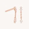 Astrid & Miyu Sale Ethereal Chain Stud Earrings In Rose Gold