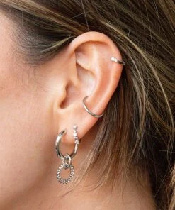 Astridandmiyu Sale Wreath Charm Hoops In Silver