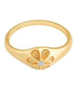 Astridandmiyu Sale Flora Signet Ring In Gold