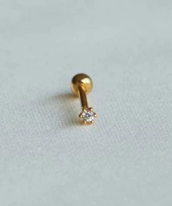 Astridandmiyu Flora Tiny Barbell In Gold