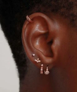 Astridandmiyu Earrings Flora Tiny Barbell In Rose Gold