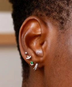 Astridandmiyu Best Sellers Flora Tiny Barbell In Silver