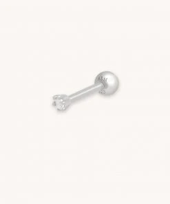 Astridandmiyu Best Sellers Flora Tiny Barbell In Silver