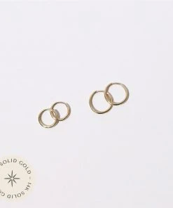 Astrid & Miyu Essential Hoop Stacking Set In Solid Gold Earrings