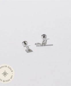 Astrid & Miyu Marquise Piercing Stacking Set In Solid White Gold