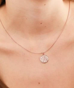 Astrid & Miyu Gemini Zodiac Pendant Necklace In Rose Gold