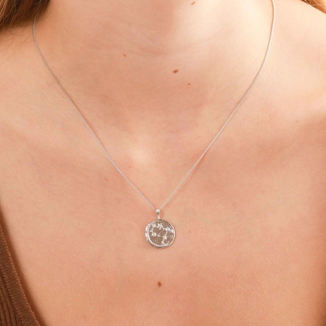 Astrid & Miyu Gemini Zodiac Pendant Necklace In Silver Zodiac Necklaces 9 Astrid & Miyu Gemini Zodiac Pendant Necklace In Silver Zodiac Necklaces