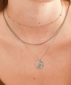 Astrid & Miyu Gemini Zodiac Pendant Necklace In Silver Zodiac Necklaces