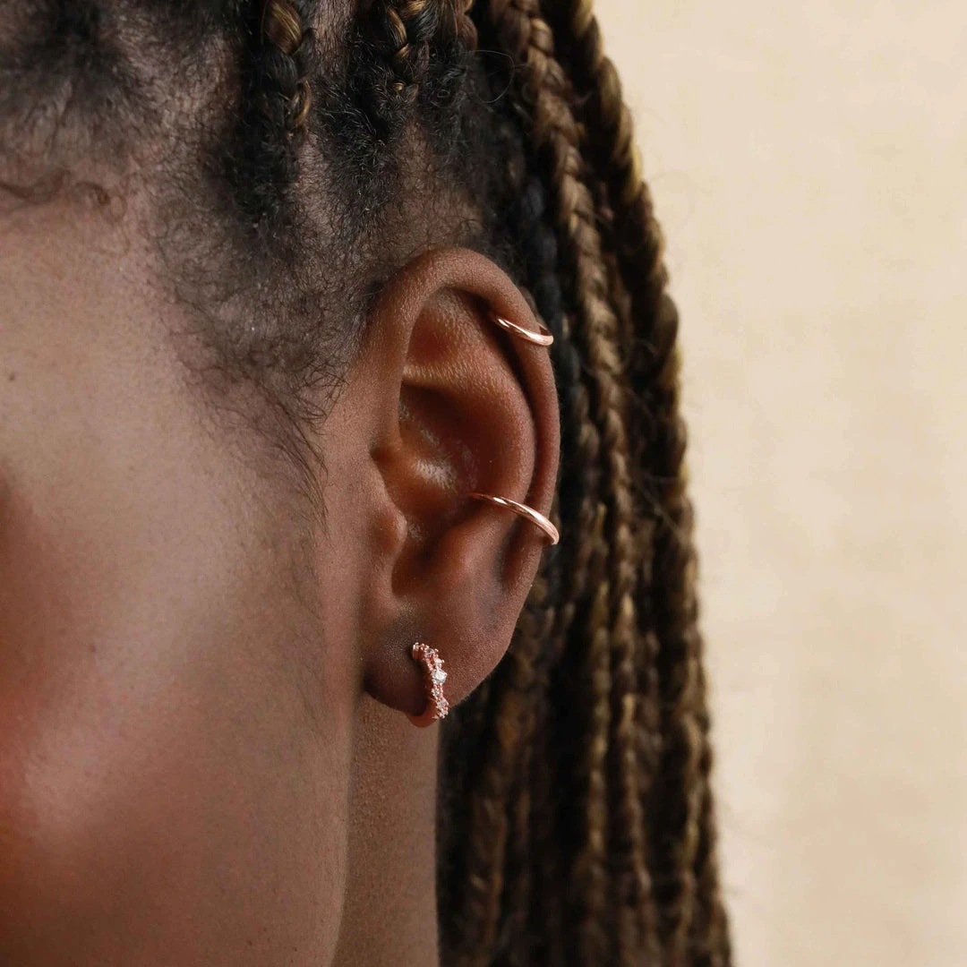 Astrid & Miyu Sale Gleam Crystal Huggies In Rose Gold 4 Astrid & Miyu Sale Gleam Crystal Huggies In Rose Gold