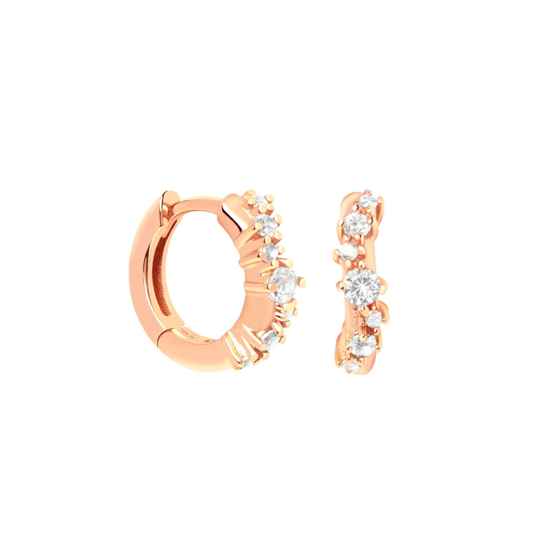 Astrid & Miyu Sale Gleam Crystal Huggies In Rose Gold 3 Astrid & Miyu Sale Gleam Crystal Huggies In Rose Gold