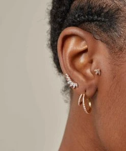 Astrid & Miyu Best Sellers Glimmer Navette Stud Earrings In Gold