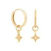 Astrid & Miyu Etched Star Hoops In Gold Earrings