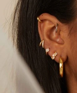 Astrid & Miyu Best Sellers Illusion Crystal Hoop 6.5mm In Gold