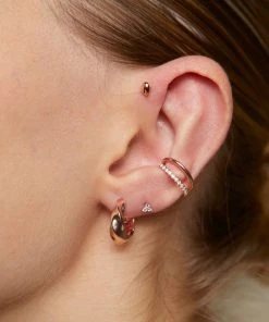 Astridandmiyu Earrings Illusion Crystal Ear Cuff In Rose Gold