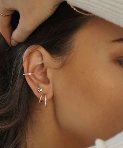 Astridandmiyu Baguette Crystal Ear Cuff In Rose Gold