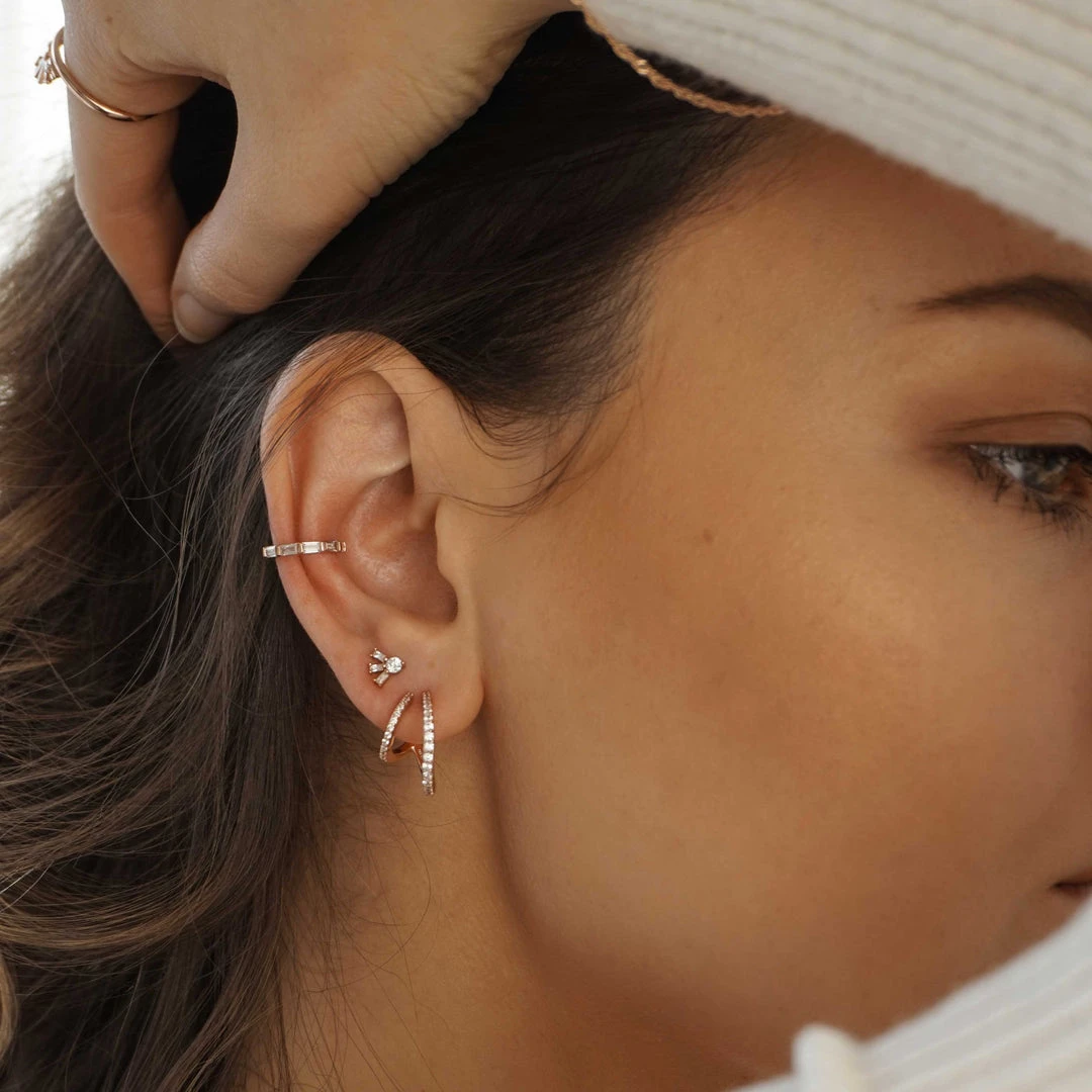 Astridandmiyu Baguette Crystal Ear Cuff In Rose Gold 4 Astridandmiyu Baguette Crystal Ear Cuff In Rose Gold