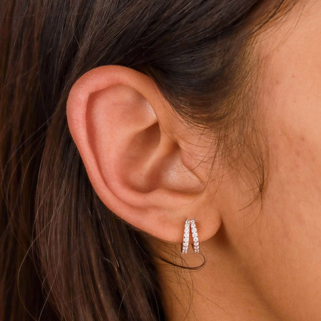 Astrid & Miyu Earrings Illusion Crystal Huggies In Rose Gold 5 Astrid & Miyu Earrings Illusion Crystal Huggies In Rose Gold