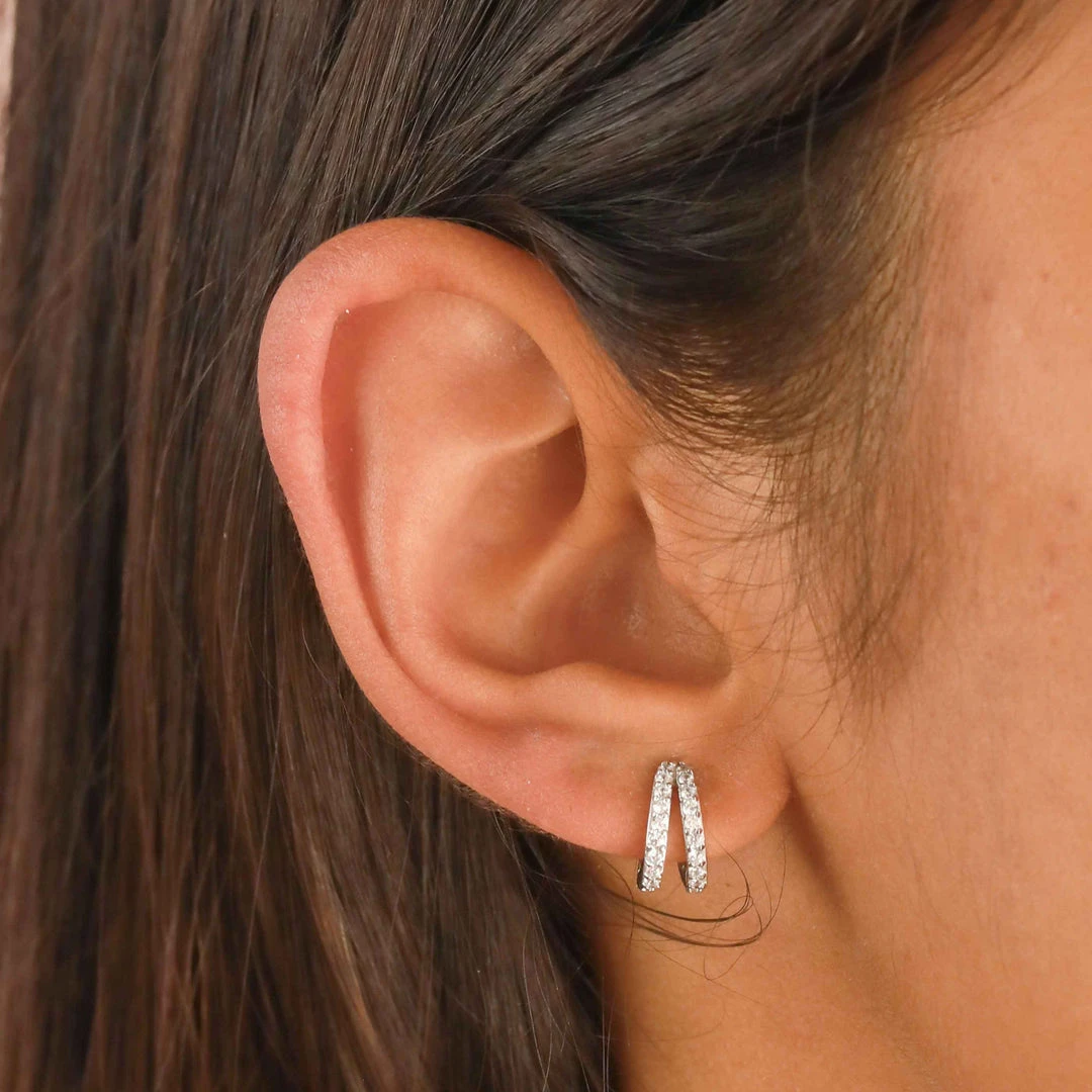 Astrid & Miyu Illusion Crystal Huggies In Silver Best Sellers 7 Astrid & Miyu Illusion Crystal Huggies In Silver Best Sellers