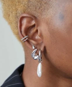 Astridandmiyu Best Sellers Molten Hoops In Silver