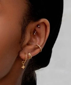 Astrid & Miyu Best Sellers Illusion Crystal Hoop 6.5mm In Gold