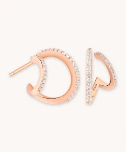 Astridandmiyu Illusion Crystal Hoops In Rose Gold