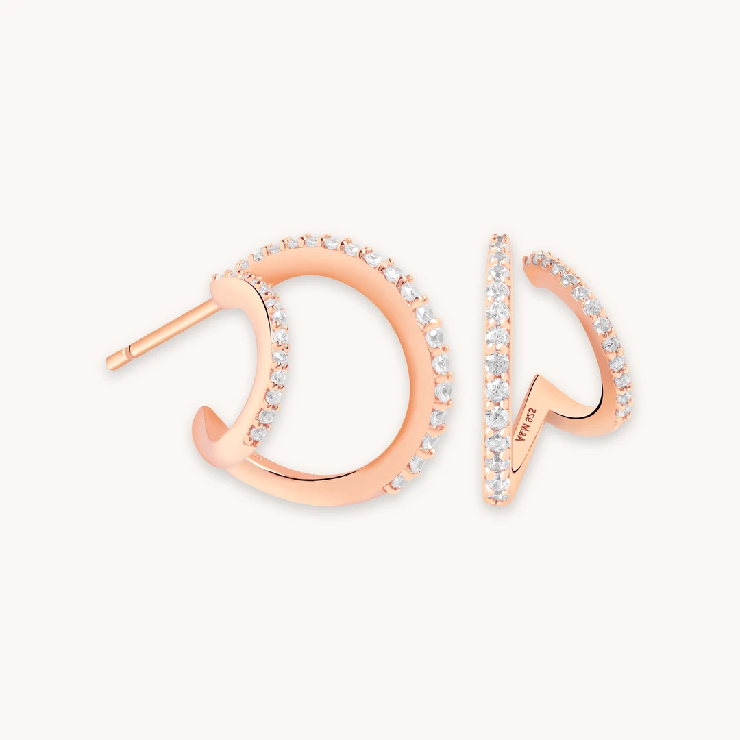 Astridandmiyu Illusion Crystal Hoops In Rose Gold 3 Astridandmiyu Illusion Crystal Hoops In Rose Gold